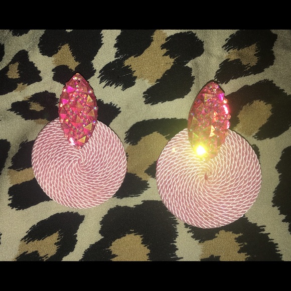 Jewelry - NEW Handmade Pastel Pink Iridescent Rope Earrings